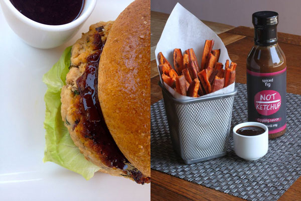 Turkey Burger with Not Ketchup dipping sauce with Sweet Potato Fries & Spiced Fig :: DallasFoodNerd